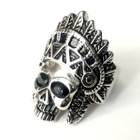 New stainless steel skull‎ biker ring size 14 - Picture 2 of 3